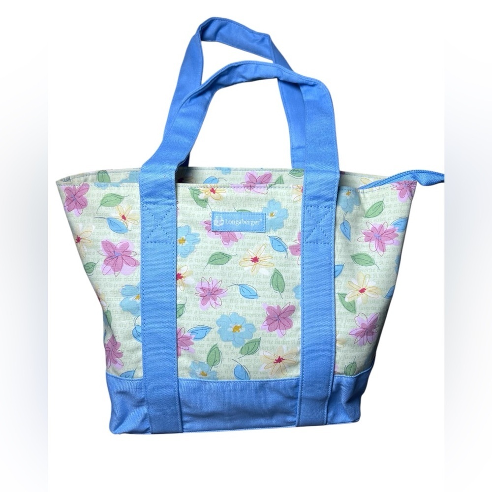 Longaberger NEW 2009 Mother's Day Tote Bag Pastel Yellow Pink Blue Floral Blooms